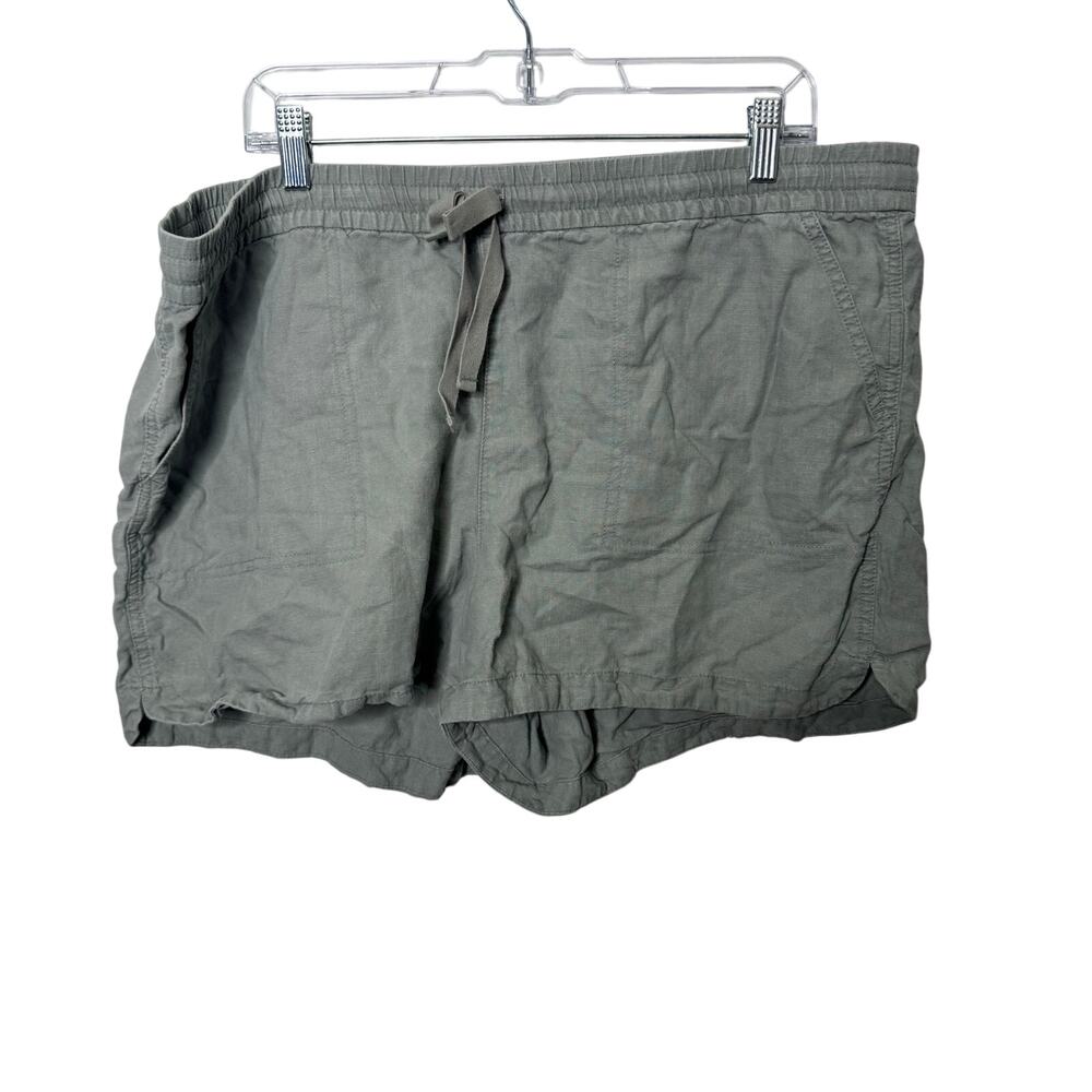 J.Crew Linen Blend Shorts Women’s XXL‎ Green Casual Pockets Summer Lightweight
